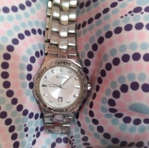 Bulova  ,women's diamond accent,  stainless steel watch